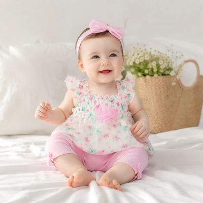 Flower Butterfly Chiffon Baby Outfit Top &amp; Leggings