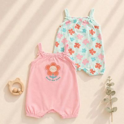 Baby Girl’s Sleeveless Rompers Tank Top Jumpsuit