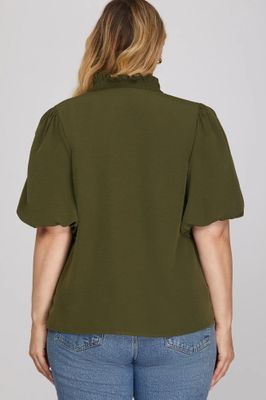 Plus Smocked Neck Top