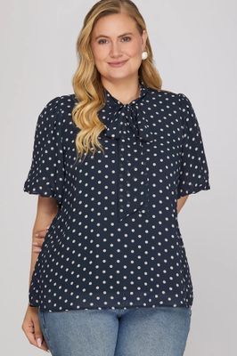Plus Polka Dot Print Top
