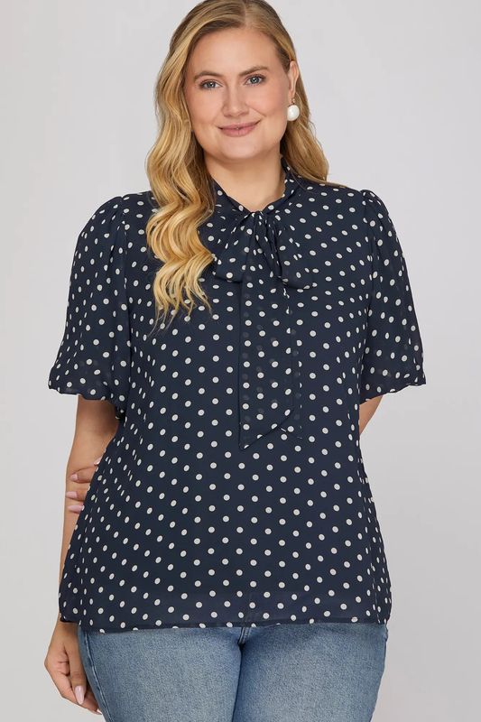 Plus Polka Dot Print Top