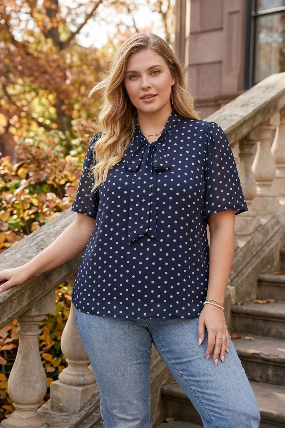 Plus Polka Dot Print Top