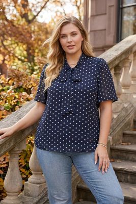 Plus Polka Dot Print Top