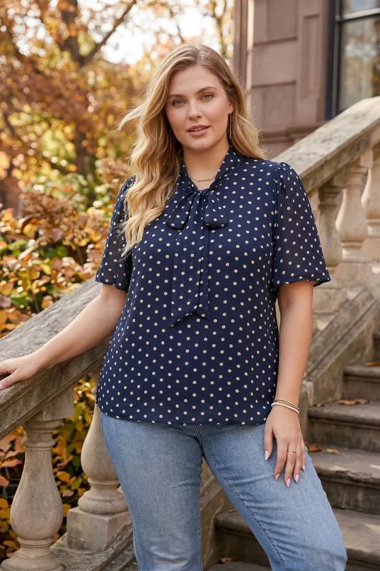 Plus Polka Dot Print Top