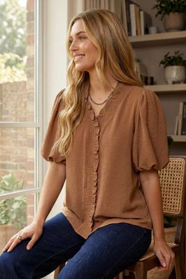 Smocked Neck Top