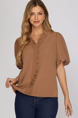 Smocked Neck Top