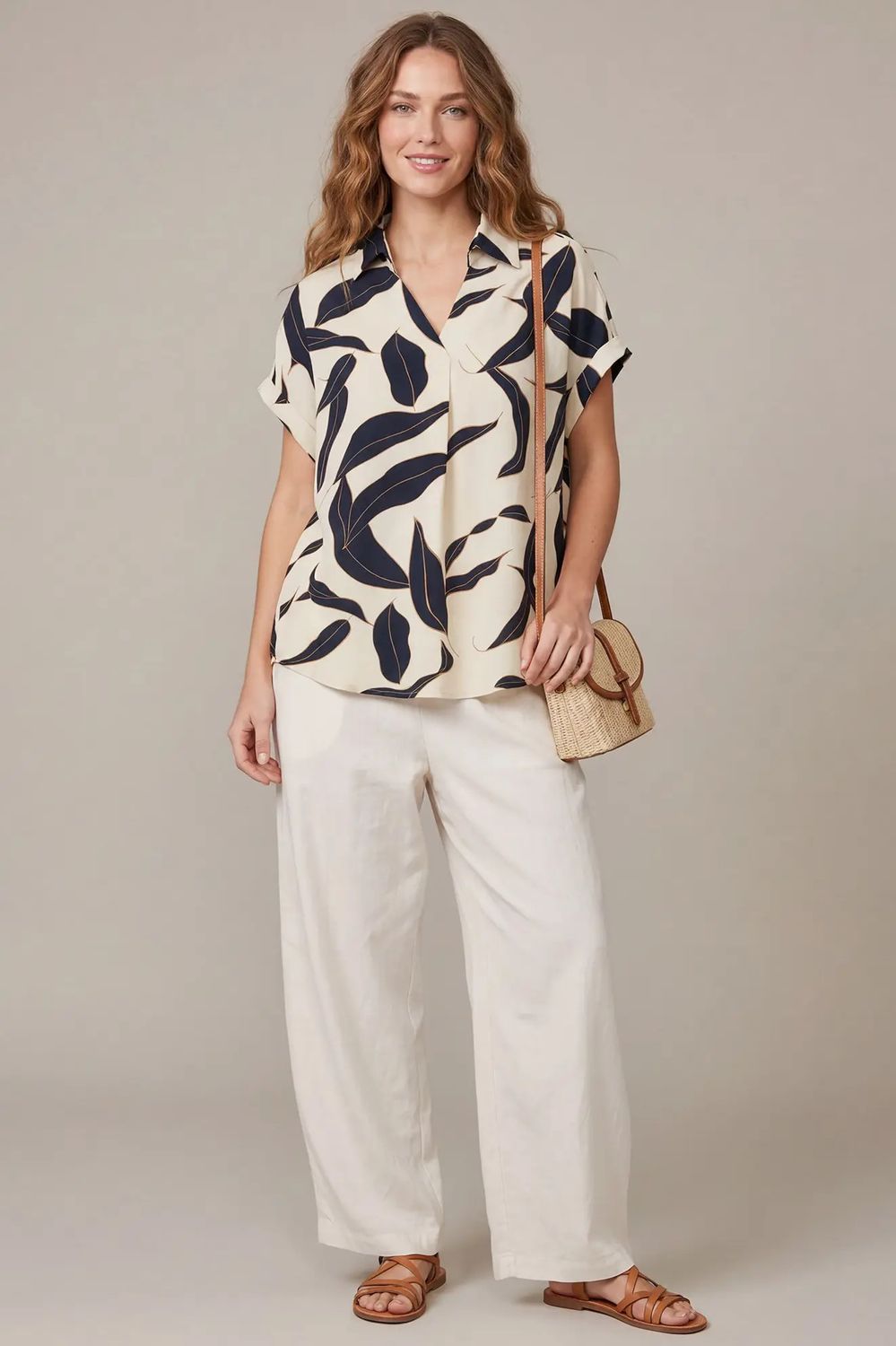 Collared Printed Top