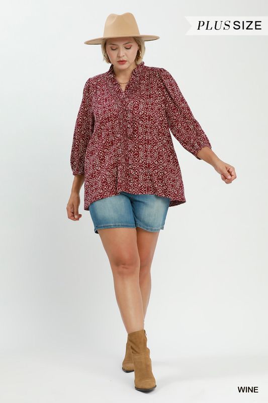 Plus Ruffle Button Down Top