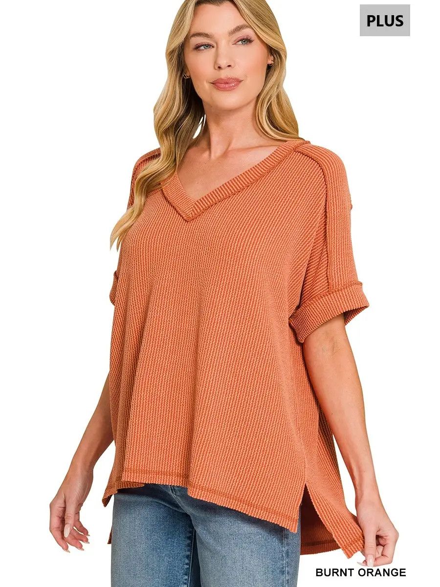 Plus Hi-Low V Neck Top