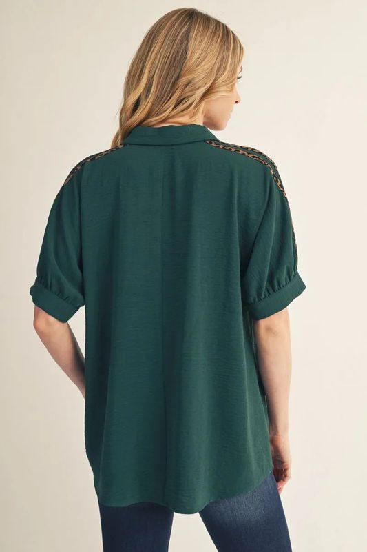 Solid Top with Leopard Detail