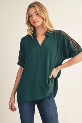 Solid Top with Leopard Detail