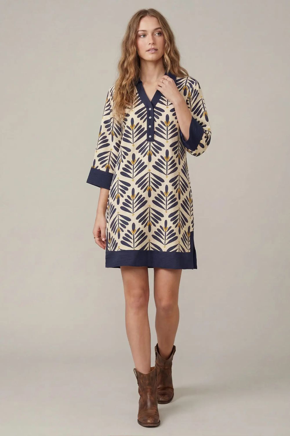 Half Sleeve Printed Mini Dress