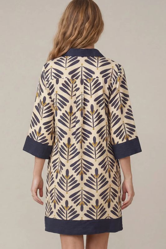 Half Sleeve Printed Mini Dress