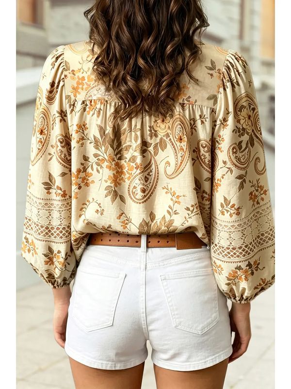  Floral Paisley Print Top
