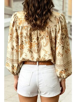  Floral Paisley Print Top