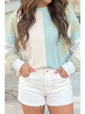 Colorblock Plaid Patchwork Sweatshirt