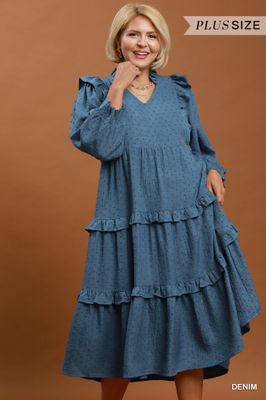 Plus Ruffle Tiered Midi Dress