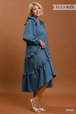 Plus Ruffle Tiered Midi Dress