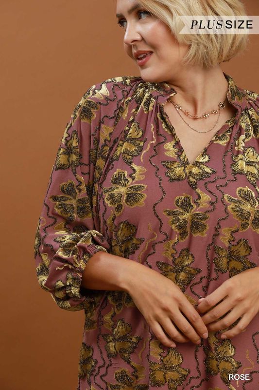 Plus Metallic Velvet Blouse