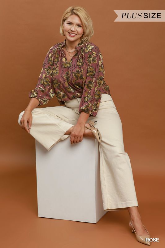 Plus Metallic Velvet Blouse