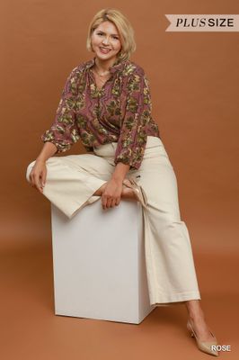 Plus Metallic Velvet Blouse