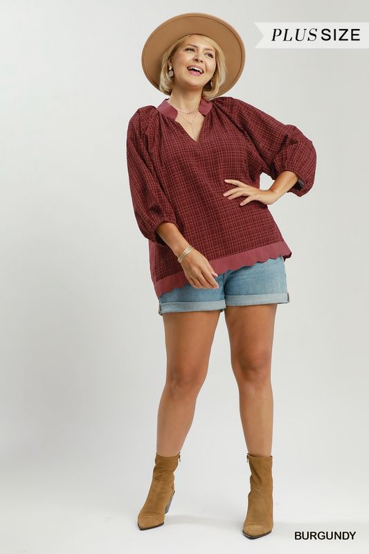 Plus Scallop Hem Detail Top