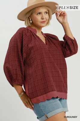 Plus Scallop Hem Detail Top