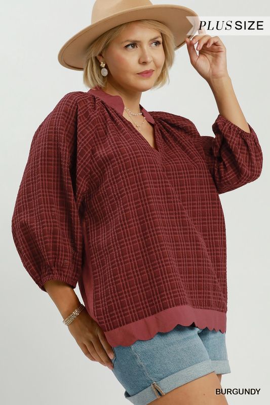 Plus Scallop Hem Detail Top