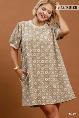 Plus Puff Sleeve Mini Dress