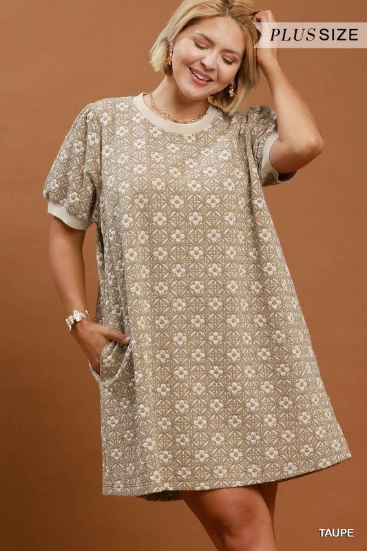 Plus Puff Sleeve Mini Dress