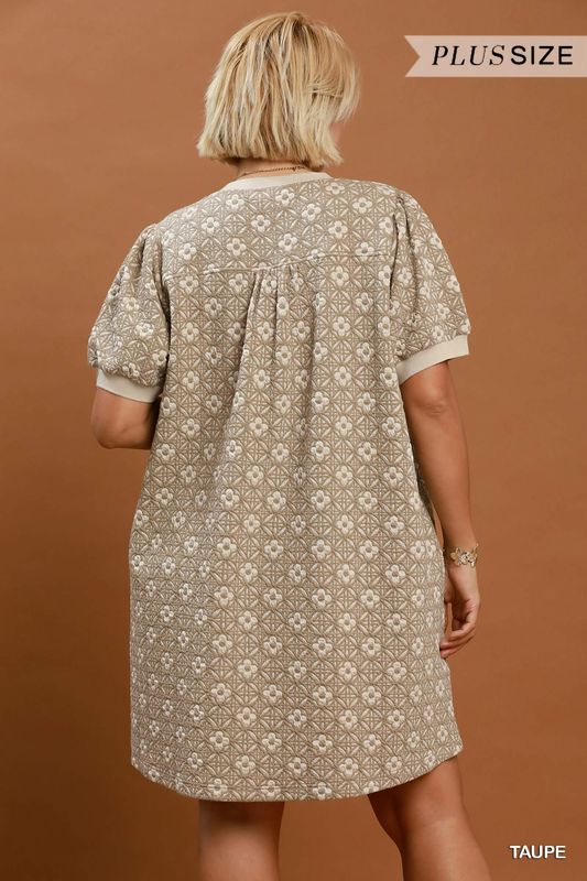 Plus Puff Sleeve Mini Dress