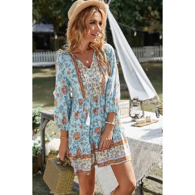 Floral V Neck Dress
