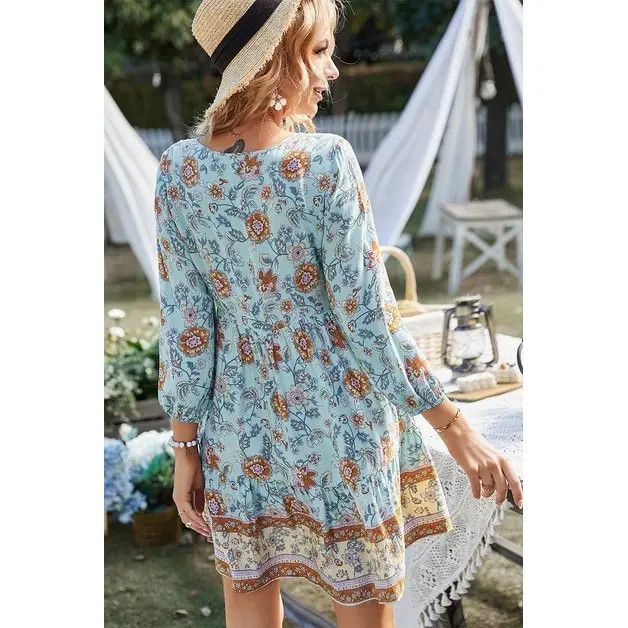Floral V Neck Dress