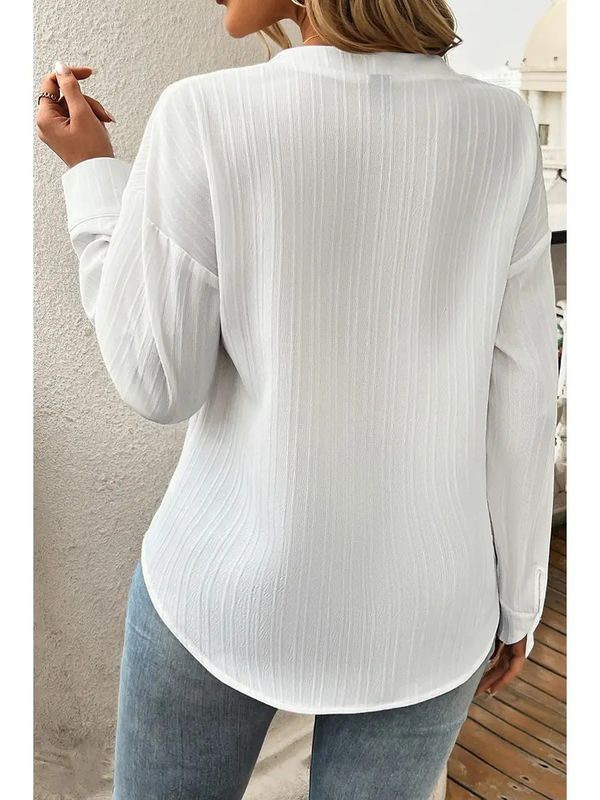 Solid V Neck Blouse