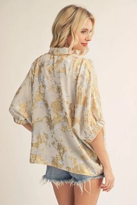 Drop Shoulder Metallic Top