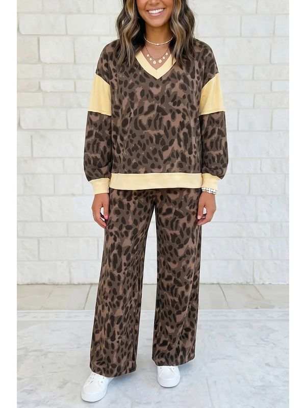Long Sleeve V-Neck Pant Set