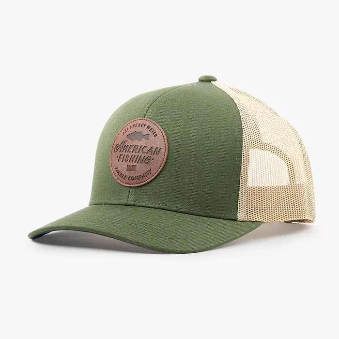 Lemonade Leather Trucker Hat, Color: Olive