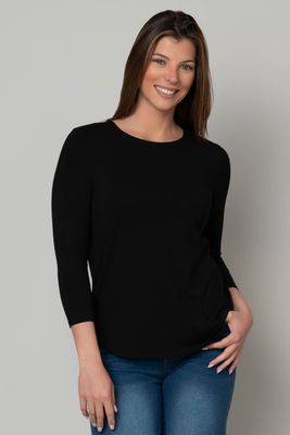 Juliana Crepe 3/4 Sleeve Hi-Lo Tee