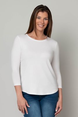 Juliana Crepe 3/4 Sleeve Hi-Lo Tee