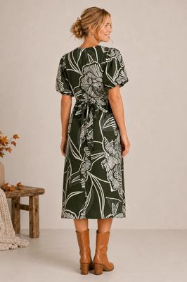 V-Neck Midi Dress