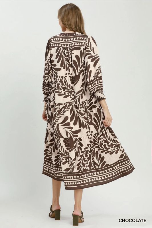 Botanical Print Midi Dress