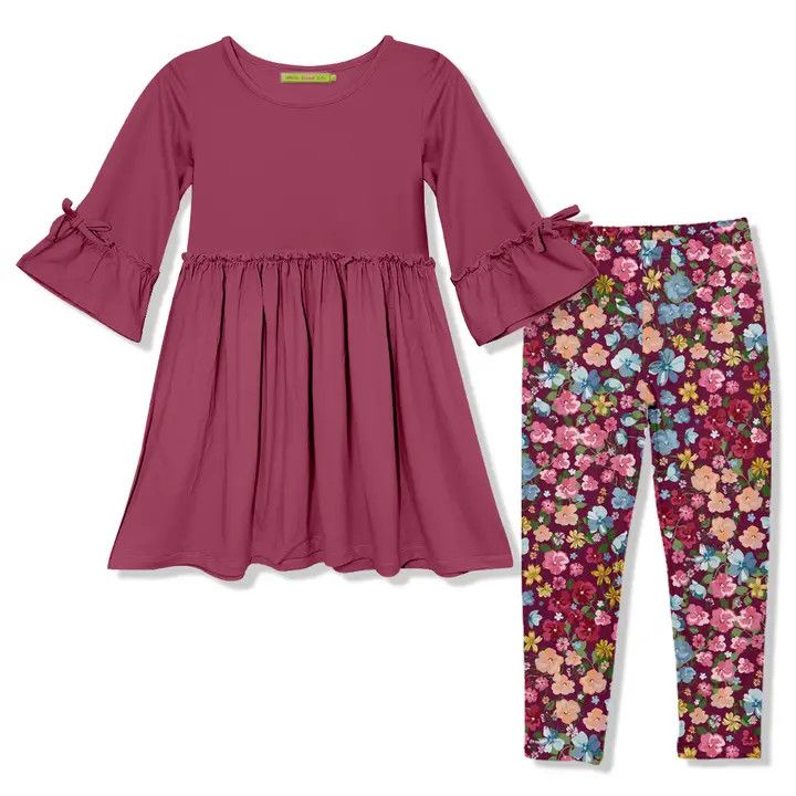 Girls Floral A-Line Dress &amp; Leggings