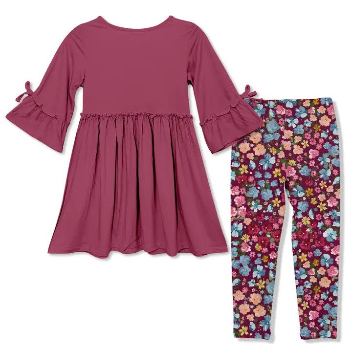 Girls Floral A-Line Dress &amp; Leggings