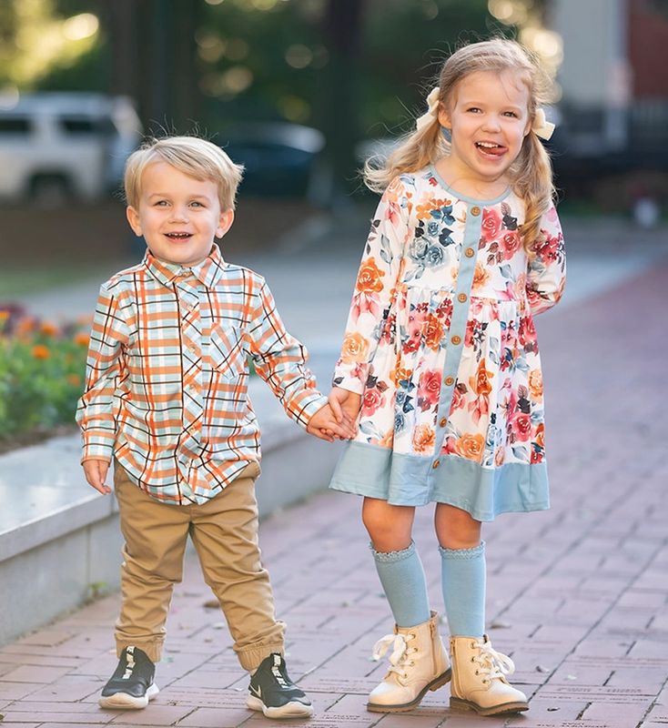 Boys Plaid Long-Sleeve Button-Up