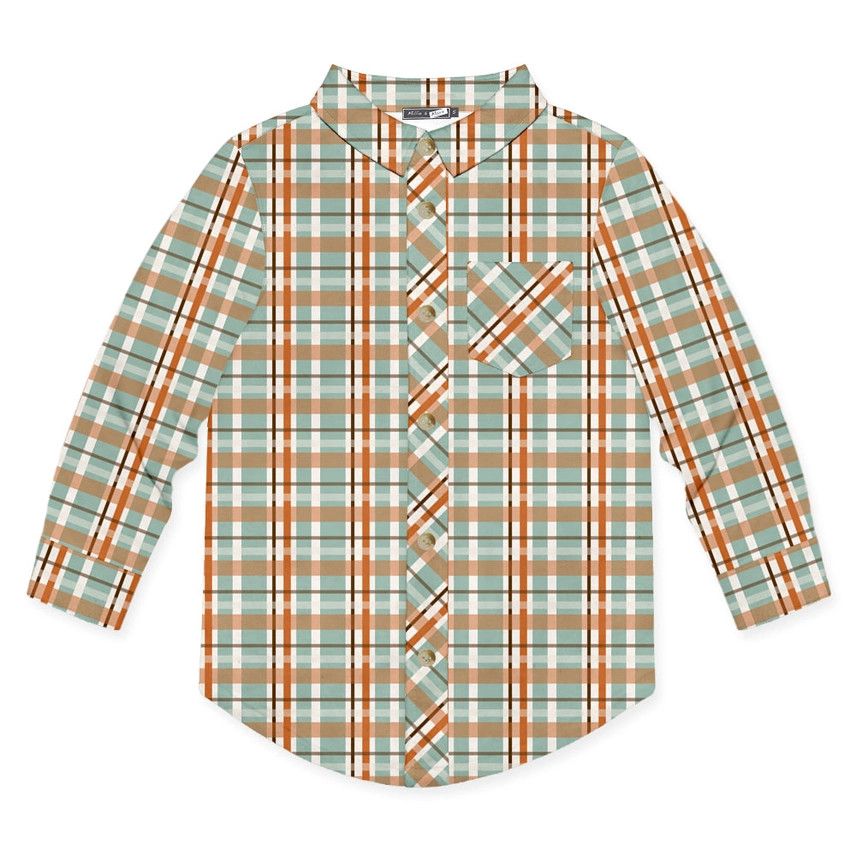 Pumpkin Patch Plaid Long-Sleeve Button-Up