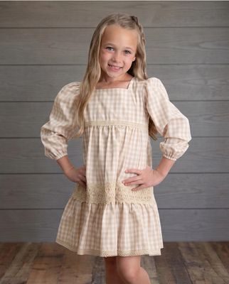Lace Puff Sleeve Tiered Dress