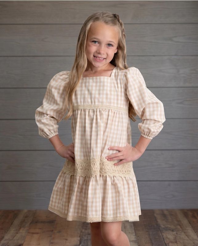Lace Puff Sleeve Tiered Dress