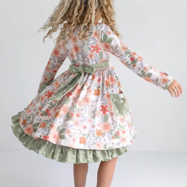 Rust Fall Floral Button Dress
