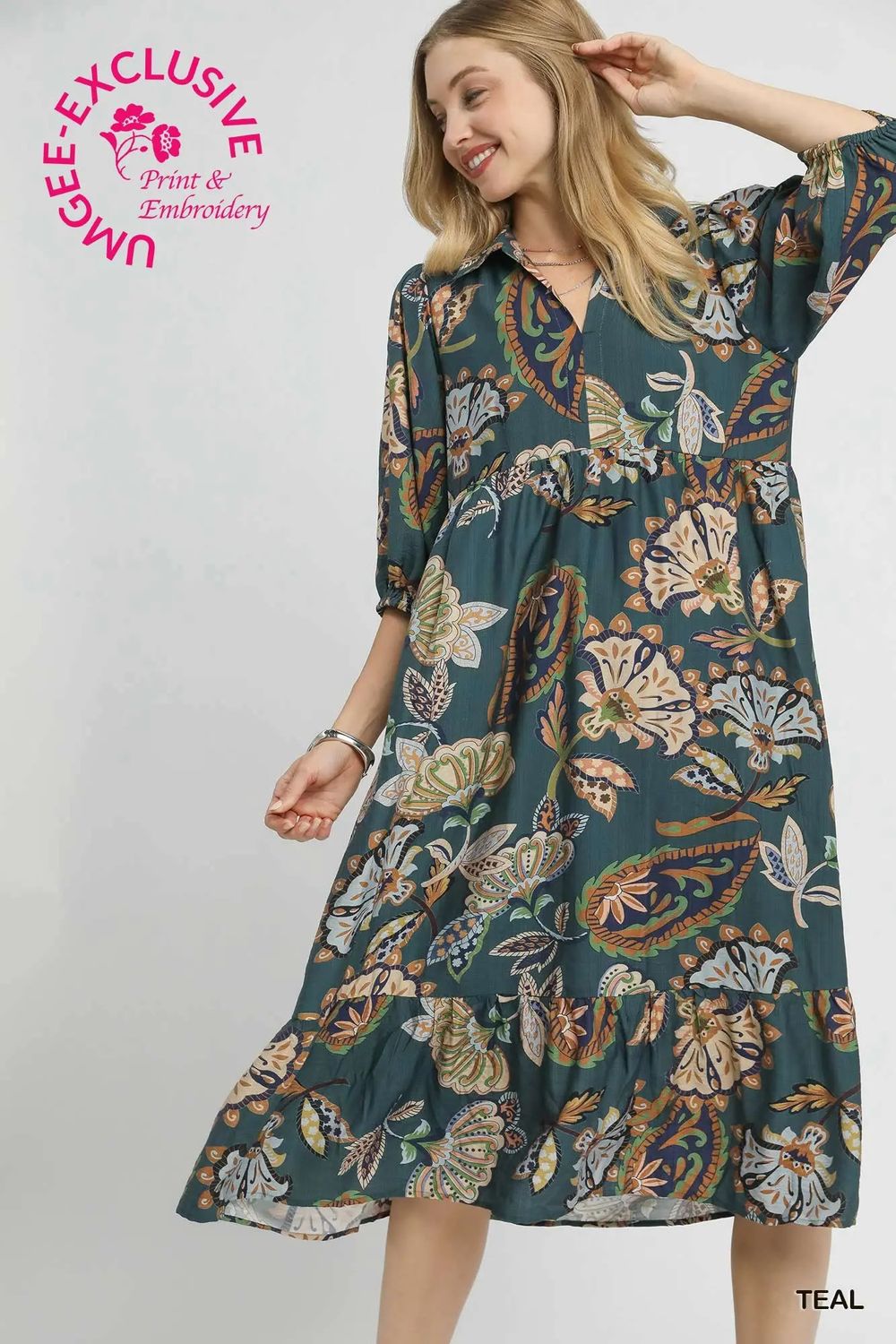Paisley Tiered Midi Dress