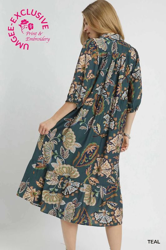 Paisley Tiered Midi Dress